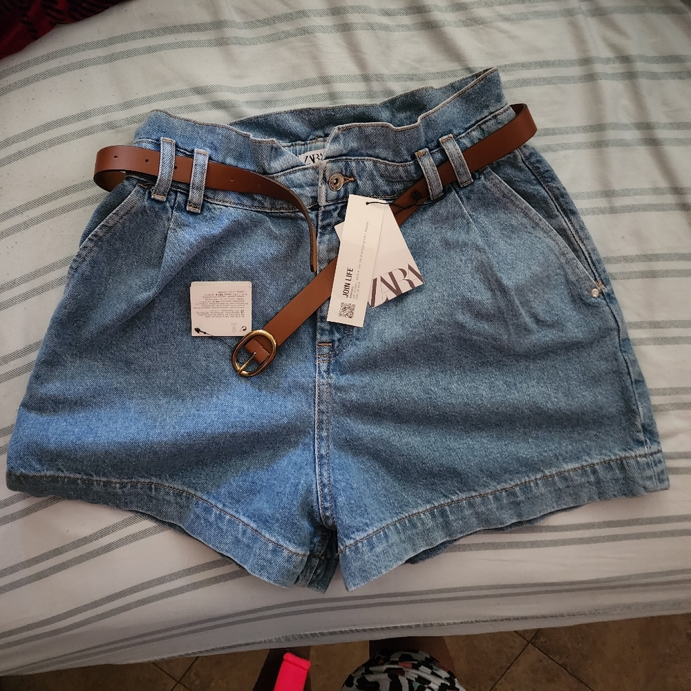 Zara belted baggy denim shorts - Picture 3 of 4